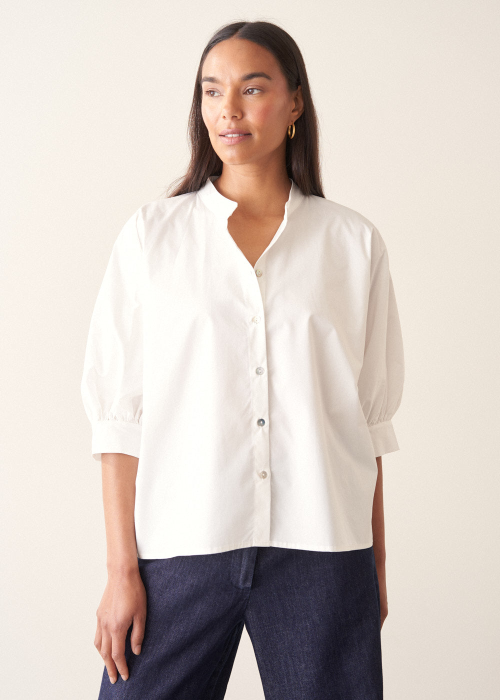 Louella Cotton Poplin Top - White | Tops & Shirts – Busby & Fox