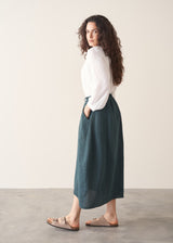 MARA LINEN SKIRT - DARK GREEN