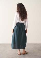 MARA LINEN SKIRT - DARK GREEN
