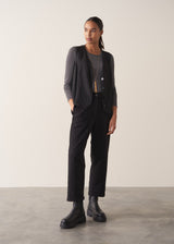 Black jersey straight leg trousers