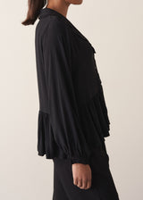 Black button up peplum top