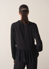 Black button up peplum top