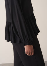 Black button up peplum top