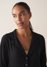 Black button up peplum top