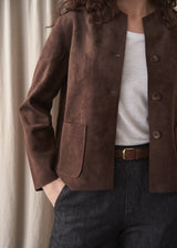 TONYA FAUX SUEDE JACKET - BROWN
