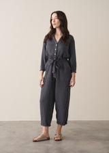 ZORA LINEN JUMPSUIT - CHARCOAL