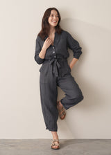 ZORA LINEN JUMPSUIT - CHARCOAL