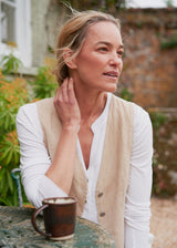 BRONTE STRIPE LINEN WAISTCOAT - MAIZE