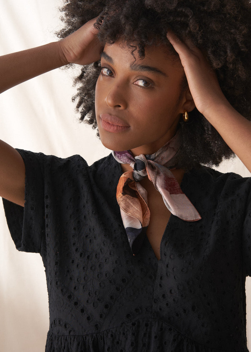 SUNSET PAINTERLY SILK NECKERCHIEF