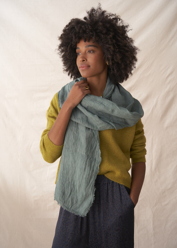LILLIAN LINEN SCARF - PALE KHAKI