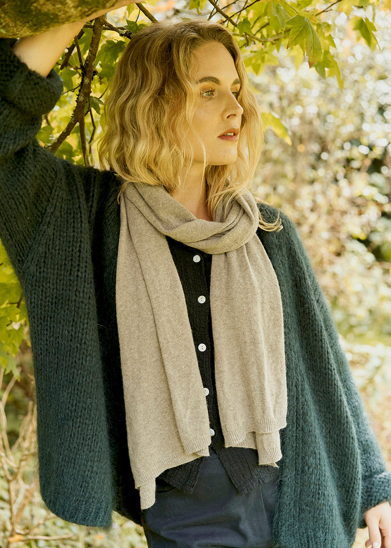 GWEN CASHMERE MIX SCARF - TAUPE
