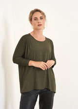 Khaki green jersey long sleeve top
