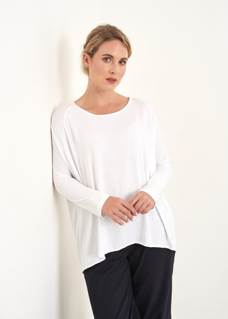 White jersey long sleeve top