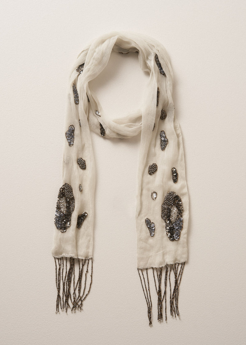ALISON SEQUIN SCARF - WHITE