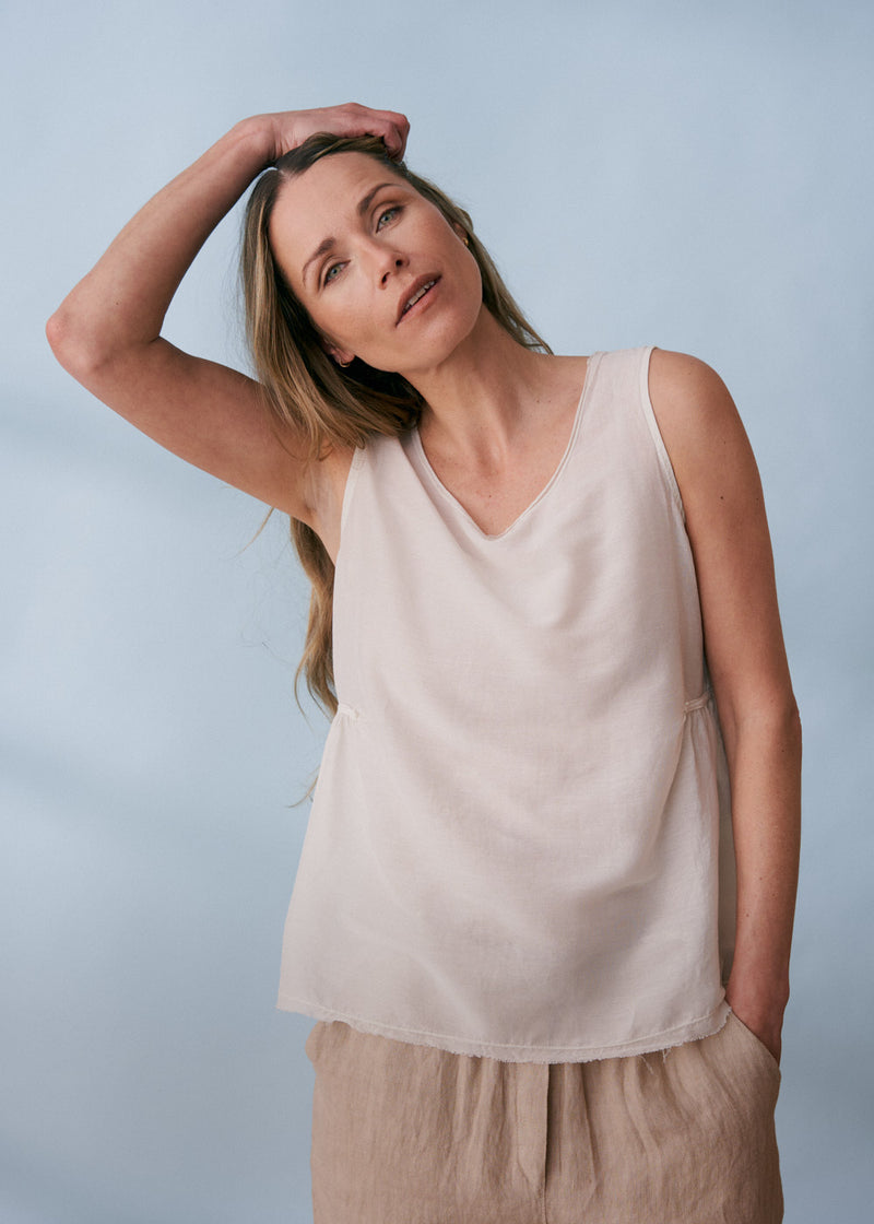 Silk blend peplum vest top