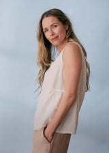Silk blend peplum vest top
