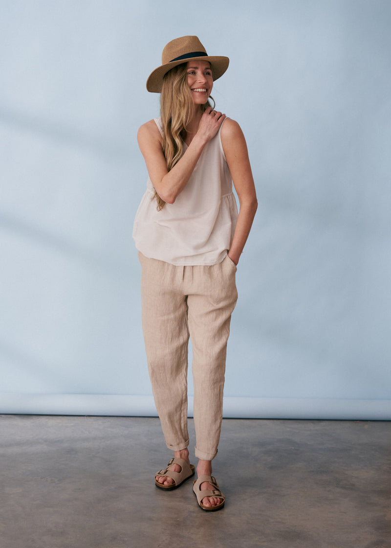 Silk blend peplum vest top