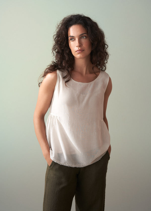 Silk blend peplum vest top