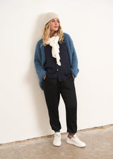 Blue satin button up shirt