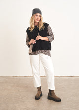 Leopard print satin button up shirt