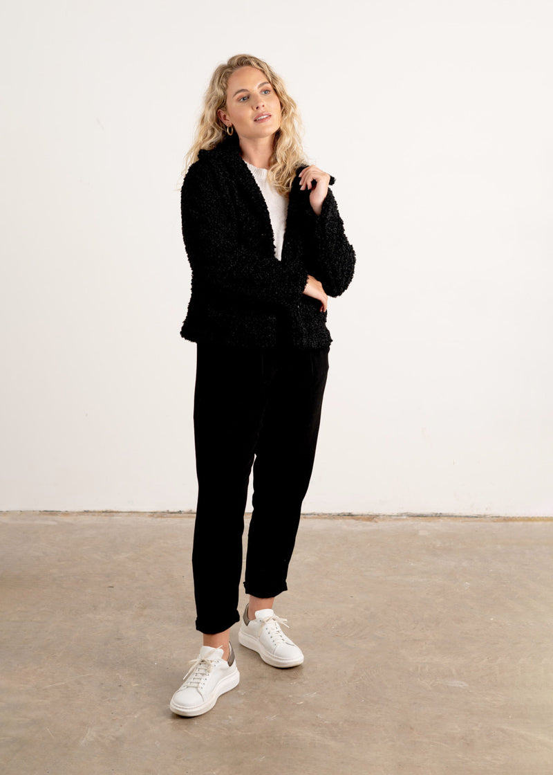 Black boucle short jacket