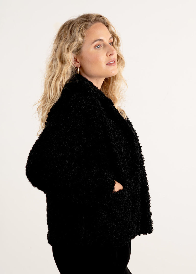 Black boucle short jacket