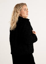 Black boucle short jacket