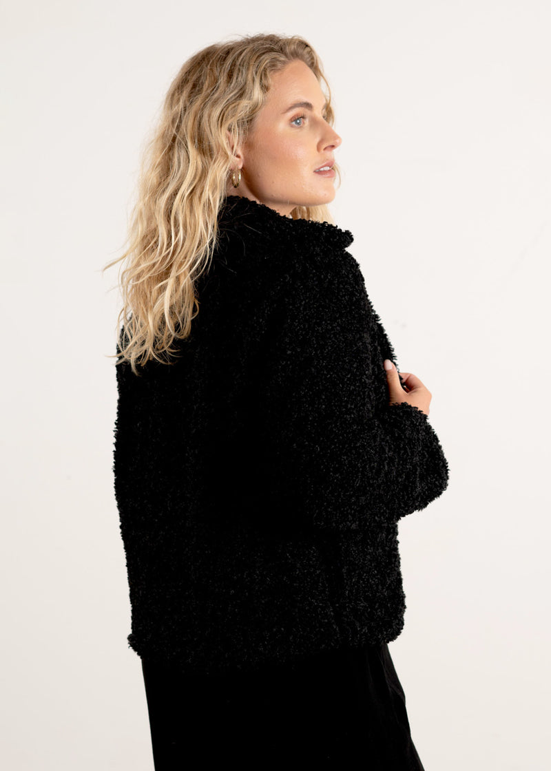 Black boucle short jacket