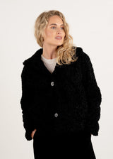 Black boucle short jacket