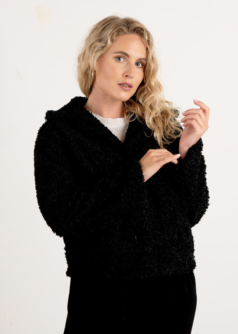 Black boucle short jacket