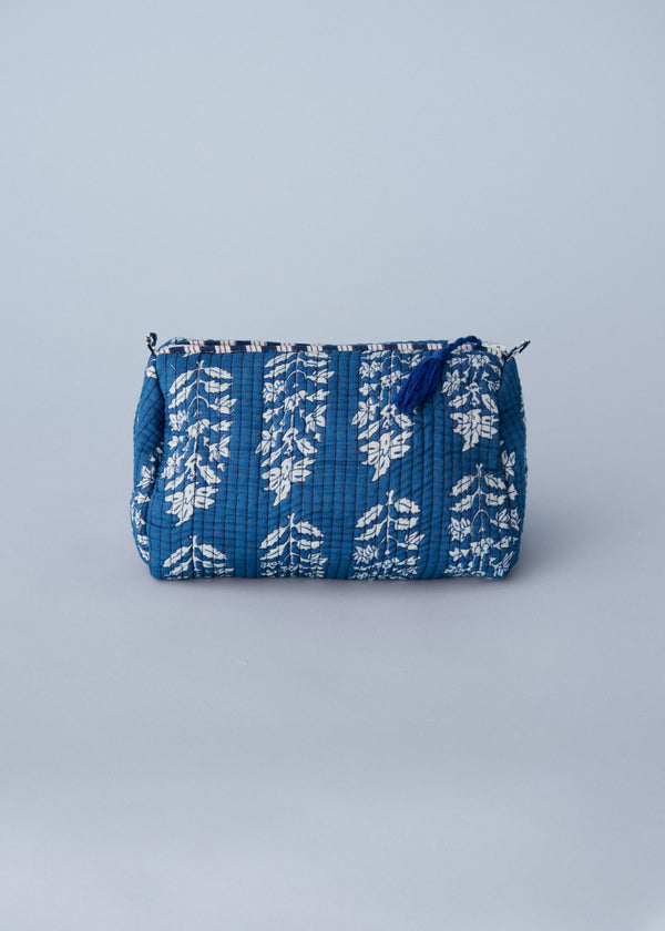 Blue and white floral cotton washbag