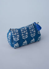 Blue and white floral cotton washbag