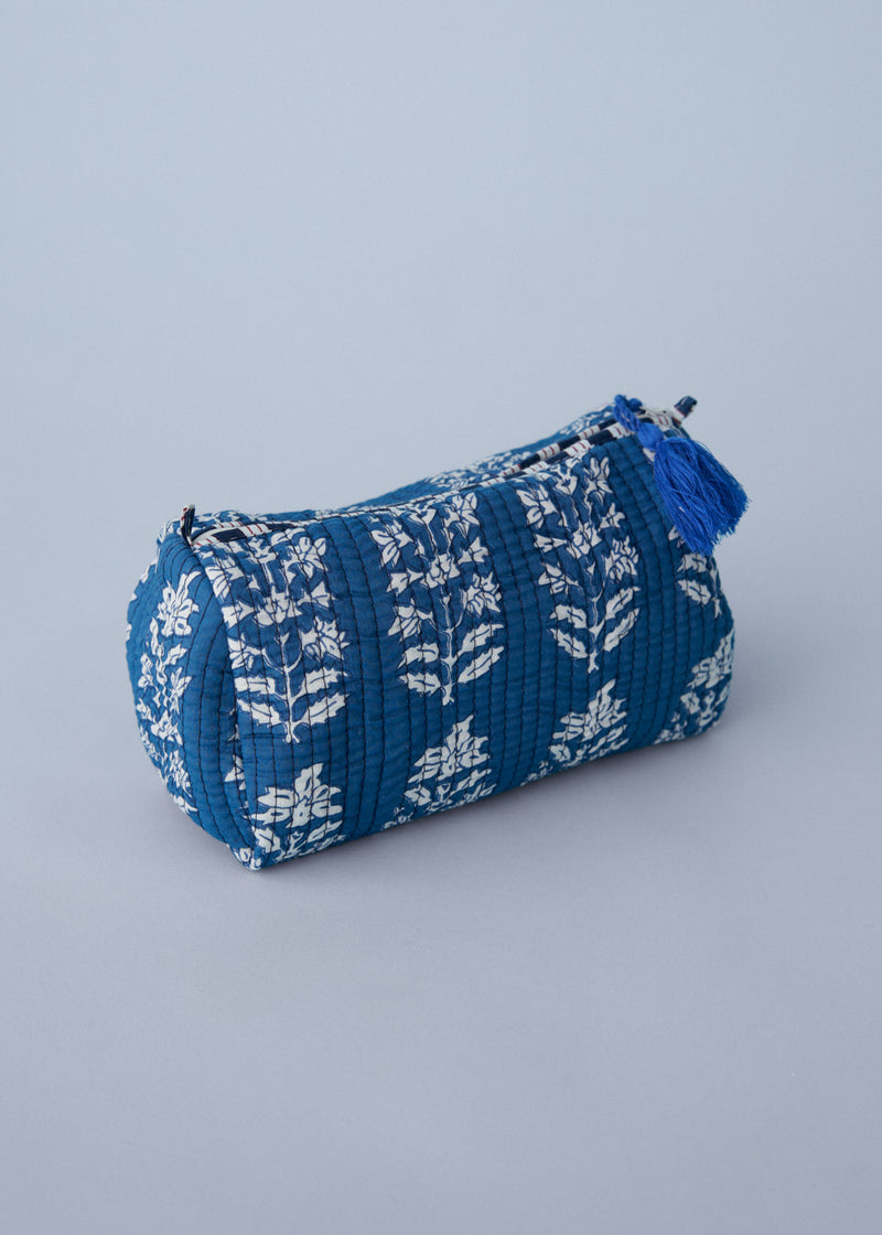 Blue and white floral cotton washbag