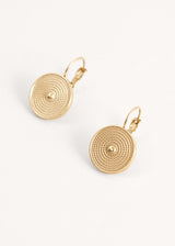 Gold disc drop earrings