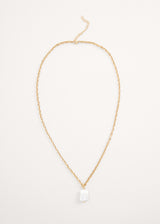 Gold chain necklace with large pearl