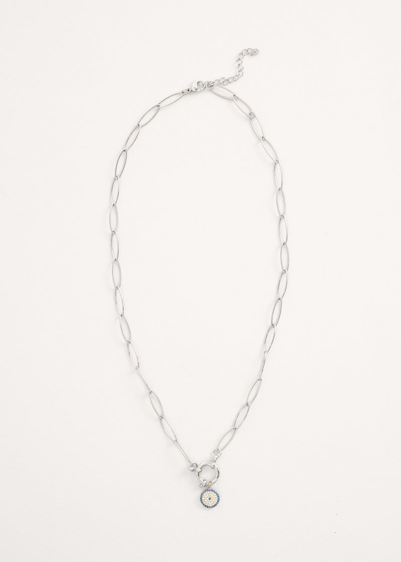 Silver chain charm necklace