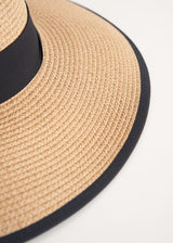 Wide brim sunhat with black bow