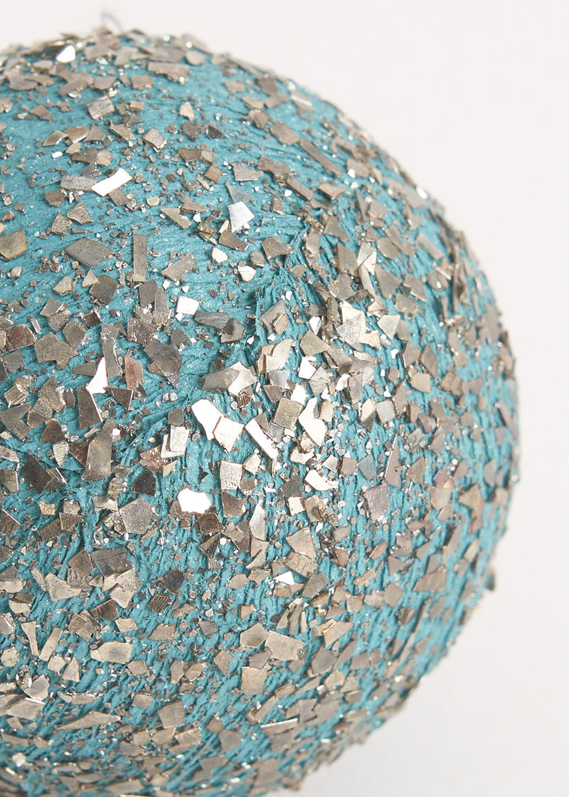 Turquoise bauble with silver flakes