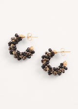 Black beaded hoop earrings