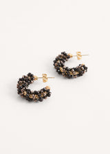 Black beaded hoop earrings