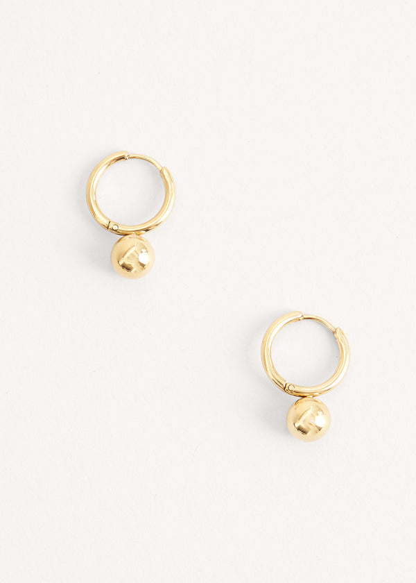 Gold ball drop earring