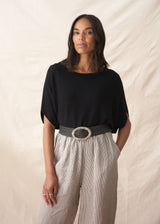 JUDITH WOVEN CHUNKY BELT - BLACK