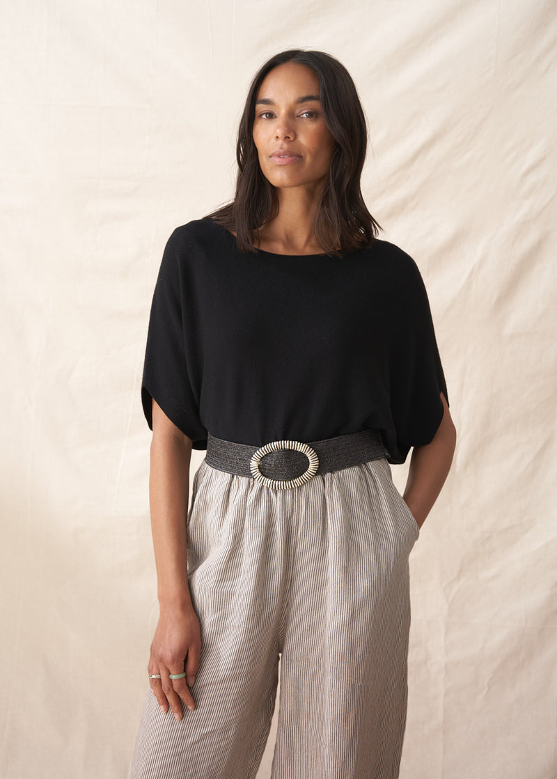 JUDITH WOVEN CHUNKY BELT - BLACK