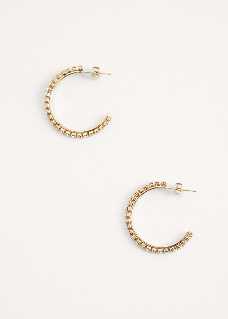 Gold hoop earrings with crystals