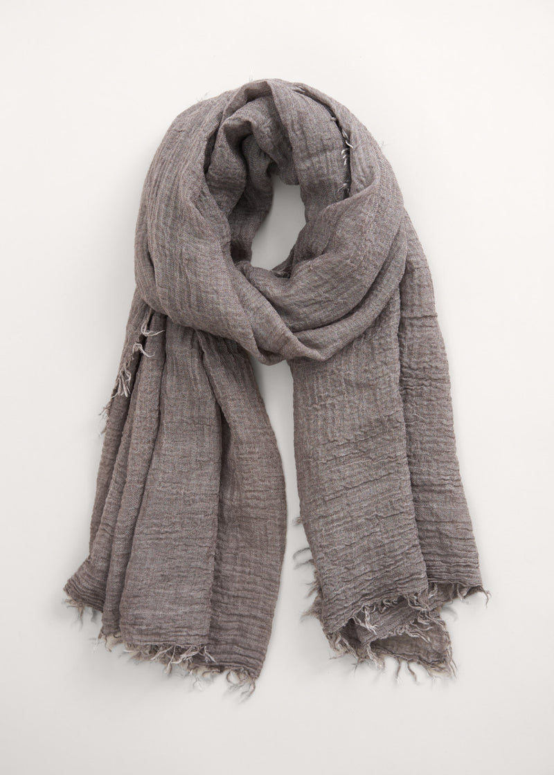 Dark stone wool blend scarf