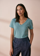 Light green v-neck t-shirt