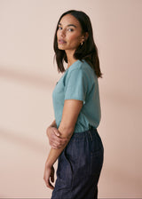 Light green v-neck t-shirt