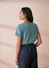 BENNY SHORT SLEEVE SLUB JERSEY TOP - SAGE
