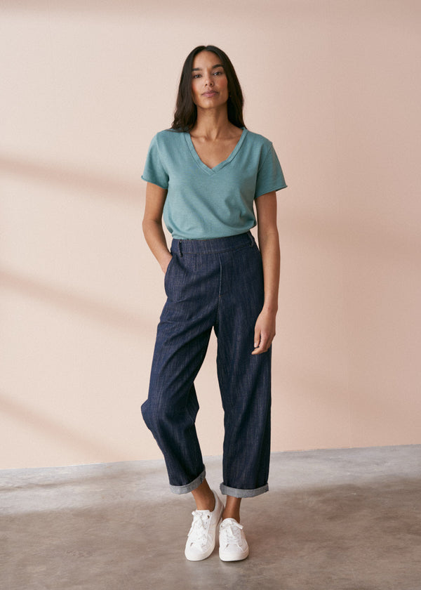 Light green v-neck t-shirt