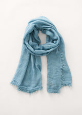 Blue wool blend scarf with raw hem